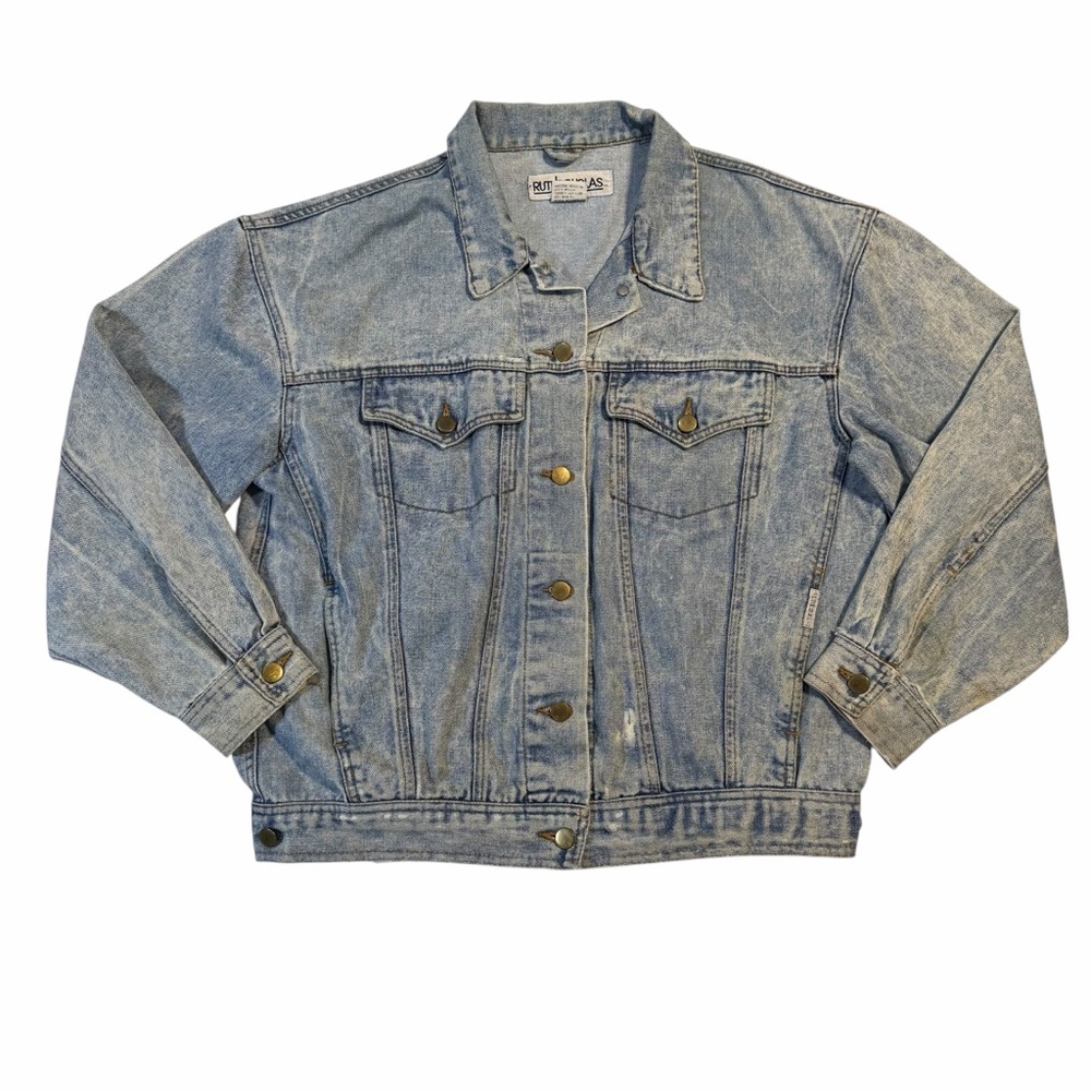 Vintage Ruth Douglas Acid Wash Denim Jacket Cropped Boxy Fit M L